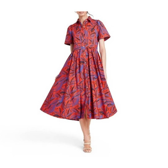 Alexis x Target Vintage Style Tropical Leaf Shirt Dress - Picture 12 of 12